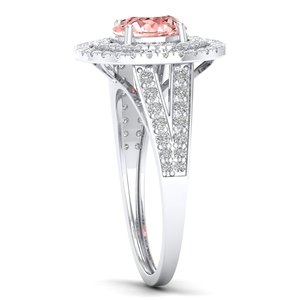 Anillo REYES Solitaire con Gema de Morganita de Corte Redondo de 1.3Ct y Diamantes Naturales en Oro Blanco de 14K, Joyería Fina al por Mayor para Mujer - Product Image 3