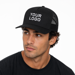 Casquette de camionneur personnalisée à 5 panneaux, dos en maille, devant en sergé de coton, logo brodé, taille ajustable, unisexe, chapeau décontracté fabriqué au Pakistan - Product Image 4