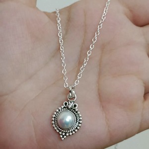 Collier de perles d'eau douce, bijoux en argent sterling 925, collier fait main, cadeau pour elle - Product Image 4