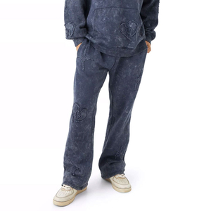 Unisex Vintage Acid Wash Sweatsuit <b>Set</b> Custom Logo Men's <b>Jogger</b> with <b>Plus</b> <b>Size</b> Option Winter Fleece Hoodie and Sweatpants - Product Image 3