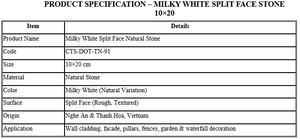 Revestimiento Decorativo de Pared de Piedra Natural Blanca Lechosa con Acabado Dividido 10×20 cm – CTS-DOT-TN-91 - Product Image 5