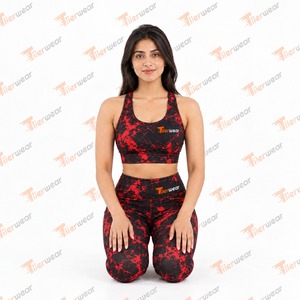 Ensemble de yoga personnalisé pour femmes, vêtements de sport imprimés par sublimation, soutien-gorge de sport assorti, leggings, tenue de fitness, tenue de sport pour la course à pied - Product Image 6