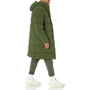 Long Quilted <b>Winter</b> Jacket Hooded Full Sleeve Zipper Closure Solid Color Polyester Shell <b>Thick</b> Warm <b>Coat</b> - Product Image 4