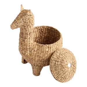Natural Water Hyacinth Llama Shaped <b>Basket</b> with <b>Lid</b> Handmade <b>Storage</b> <b>Basket</b> Wholesale eco-friendly Made by VgreenArt in Vietnam - Product Image 2
