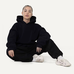 Conjunto de Sudadera con Capucha Blanca Unisex, Manga Larga, Patrón Geométrico, Ropa Deportiva, Bolsillos Laterales, Corte Holgado, 100% Algodón - Product Image 4