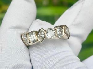 Anillo de promesa de moissanita premium con corte de diamante en múltiples formas para unisex, plata 925 original con baño de oro, joyería moderna personalizable. - Product Image 5