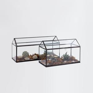 Terrarium en verre géométrique élégant en forme de cabane, vase de table écologique pour la maison, le bureau et les cadeaux - Product Image 1