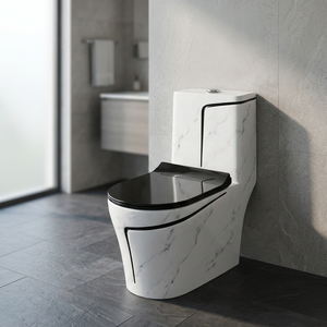 Inodoro de Cerámica Moderno Azul y Negro de Una Pieza con Tanque Oculto para Uso Decorativo en Baños y Lavaderos - Product Image 5
