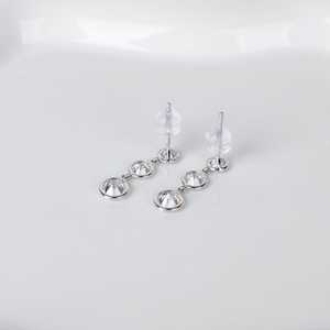 Moissanite Round Cut Three Stone Dangle <b>Drop</b> Earrings with 925 Silver Fine Bezel Set Jewelry for Women's Engagement Party Gift - Product Image 5