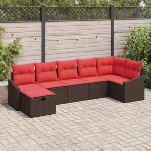 Set di divani in polyrattan marrone con cuscini contenitori per arredamento da esterno - Product Image 1