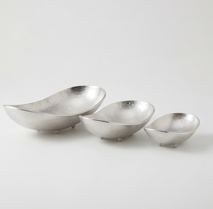 Bol en argent texturé, style minimaliste contemporain, objet de vaisselle sculptural pour cuisine et salle à manger - Product Image 4