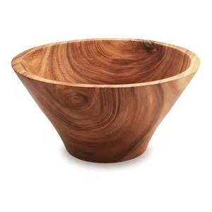 Eco Friendly Wooden <b>Soup</b> <b>Bowl</b> Natural Wood Deep Serving Dish Smooth Surface Kitchen Tableware - Product Image 1