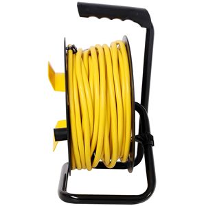Carrete de cable de extensión retráctil de alta resistencia de 100 pies con 4 tomas con conexión a tierra, cubierta antipolvo y 4 tomas de corriente - Product Image 3