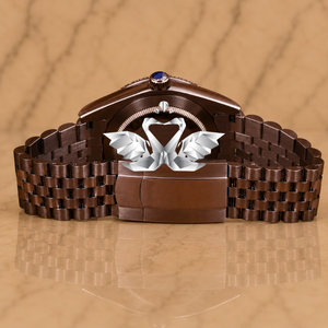 Premium Rose <b>Gold</b> Brown Dial Full Diamond <b>Watch</b> <b>Men</b> Luxury Bracelet <b>Watch</b> - Product Image 4