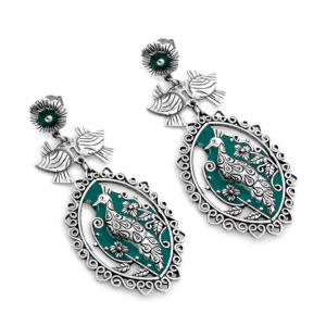 Pendientes Étnicos con Motivo de Pavo Real SKU7554 en Plata de Ley 925 para Regalo de Boda, Fiestas y Otras Ocasiones - Product Image 2