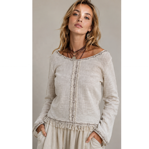 Haut en chanvre et coton bohème, écologique, confortable et durable, idéal pour les soirées estivales, vente en gros en Inde à prix de gros - Product Image 1