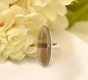 Bague pour femme en argent sterling 925 de qualité supérieure, nouvelle collection, sertie de quartz fumé en forme de marquise, finition vermeil, style éternité - Product Image 2