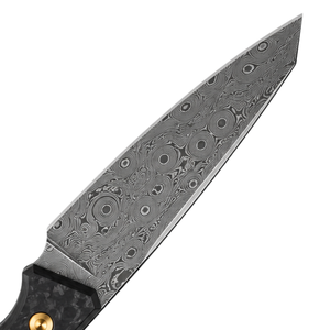 Couteaux à lame fixe noir, gris, or, argent avec manche texturé foncé, lame argentée à motifs et étui noir pour les tâches quotidiennes - Product Image 4