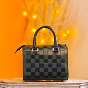 Genuine Leather Luxury Durable Lightweight Speedy Duffle Bag Rectangular Concho Middle Turquoise Stone Studded Hand Tooling - Product Image 2