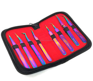 Pinzas para Extensión de Pestañas, Juego de 8 Piezas, Acero Inoxidable, Dentadas, Multiusos, Precisión, Antiestáticas, Duraderas, WORLD Manicure - Product Image 3