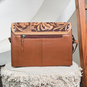 Offre Spéciale populaire usiné à la main matelassé en cuir véritable diamant treillis épaule rabat sacs Floral femmes bandoulière sacs de messager - Product Image 5