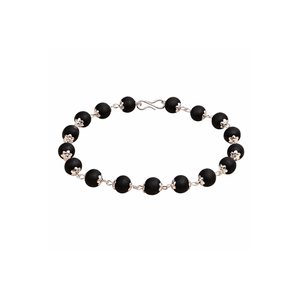 Karungali Black Crystal Floral <b>Charm</b> <b>Bracelet</b> with Silver-Plated Caps - Product Image 1