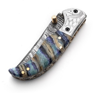 Navaja de bolsillo plegable de acero de Damasco hecha a mano con un hermoso mango, cuchillo de supervivencia, envío directo. - Product Image 5