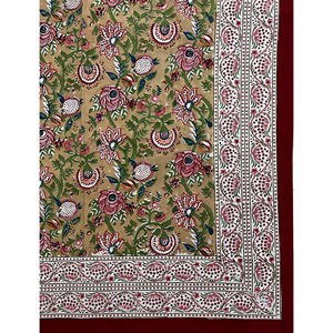 Sábana Plana de Algodón Estampada a Mano con Diseño Geométrico Doble Multi Mostaza, 200 Hilos, Transpirable, para Uso Doméstico, Hotelero y de Lujo - Product Image 2