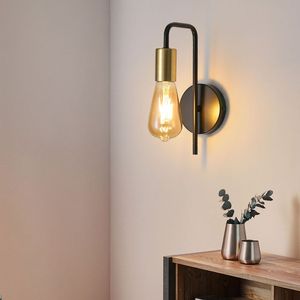 Applique Murale Industrielle Moderne Nordique en Laiton Brossé Or et Noir pour Noël, Luminaire Décoratif d'Intérieur pour les Fêtes - Product Image 1