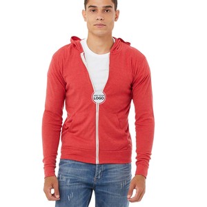 Bella Canvas TriBlend Full-<b>Zip</b> Lightweight Hoodie (3939) Charcoal <b>Black</b> Tri-blend Zipper <b>Hoodies</b> - Product Image 5