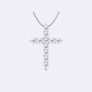 Collar con colgante de cruz con engaste de puntas y corte redondo de 0.90 quilates - Product Image 1