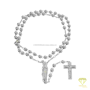 Collier de luxe en argent sterling 925 avec diamant Moissanite, chaîne cubaine et pendentif croix perlé, bijoux hip-hop en gros - Product Image 4