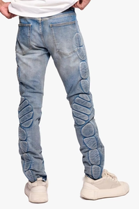 Pantalon en jean skinny Y2K bleu délavé gaufré de haute qualité pour homme HaiYao 2026 – Style streetwear, coupe crayon, OEM/ODM - Product Image 6