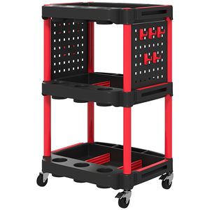 "200 LBS Capacity 3-Tier Rolling <b>Tool</b> <b>Cart</b> with Side Shelves <b>for</b> Garage & Workshop Black&Red" - Product Image 1
