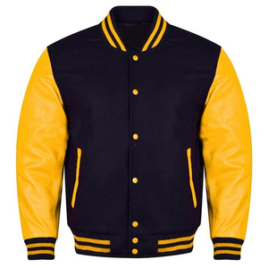 Chaqueta Varsity de Lana para Hombre con Parche Bordado de Chenille, Cuello Alto Grueso, Algodón y Poliéster, Chaqueta de Béisbol Varsity de Invierno - Product Image 1