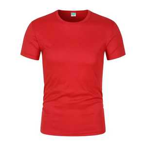 T-shirt pour homme à col rond bleu, manches courtes, respirant, coupe ajustée, polyester, haut de sport toutes saisons, couleur unie - Product Image 6