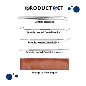 Kit d'outils dentaires manuels en acier inoxydable avec lime, crochet, spatule, forceps – 5 pièces, instruments chirurgicaux 304 CE - Product Image 4