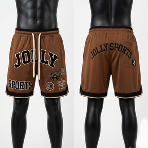 Shorts de basket-ball pour hommes 180 GSM en polyester premium, maille orange, panneau latéral noir, impression drapeau, broderie, logo personnalisé - Product Image 3