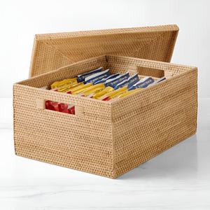 Cestas de ratán de venta rápida con tapa tejida a mano, organizadores y almacenamiento para dormitorio y cocina - Product Image 4