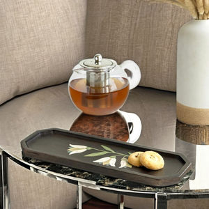 Plateau rectangulaire en bois de manguier tendance et écologique, 13,5 pouces x 4,5 pouces x 0,6 pouces, peint à la main, biodégradable - Product Image 5