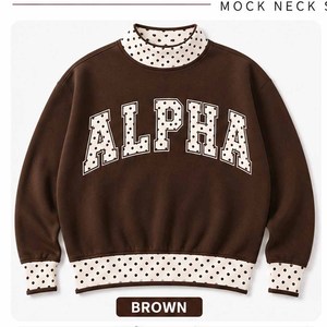 Alpha OEM <b>Mock</b> <b>Neck</b> Cotton Fleece Sweatshirt Women Men Ladies Unisex Gingham Patch Chenille Letter Tackle Twill Embroidery - Product Image 5