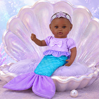 Poupée Reborn Fille Mini Sirène Riley de 12 Pouces Babeside, Cheveux Sculptés Afro-Américains, Tête en Vinyle, Corps en Tissu Doux, Vente en Gros