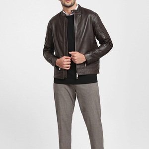 Men's 100% <b>Leather</b> <b>Jacket</b> Full Sleeves Street Wear Professional Breathable Waterproof <b>Winter</b> OEM Design - Product Image 1
