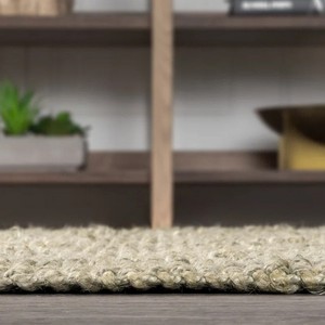 Tapis moderne en jute rectangulaire à tissage plat beige pour salon, antidérapant, à poils courts - Product Image 6