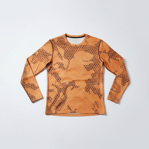 Camiseta de Manga Larga para Hombre, Protección UV, Sublimación, Secado Rápido, Diseño Geométrico Naranja - Product Image 3