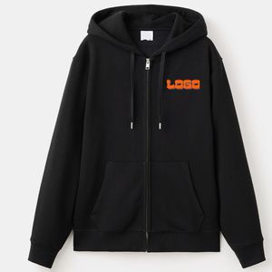 Sudadera con Capucha Personalizada con Logotipo, 100% Algodón, Bordado Chenille, para Hombre y Mujer, Estilo Francés, Oversize, Ecológica, con Cierre, para Otoño e Invierno - Product Image 1