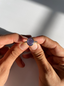 Tanzanite Oval Cabochon <b>Ring</b> 925 Sterling <b>Silver</b> Handcrafted Twisted Rope Band Purple Blue Gemstone <b>Solitaire</b> Jewelry - Product Image 3