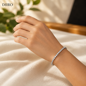Pulseras Unisex con Diamantes Redondos de Corte Brillante y Moissanita en Bisel, Clásicas de Plata 925, Regalo de Boda para Pulsera de Tenis - Product Image 4