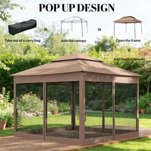 Pergola e Gazebo Marrone per Esterni con Tettoia Parasole per Terrazza - Product Image 2