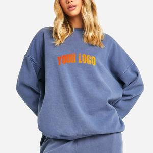 Ensemble de sweat-shirts à capuche surdimensionnés en coton imprimé personnalisé, col rond, coupe courte, style sport pour femme, hiver - Product Image 3